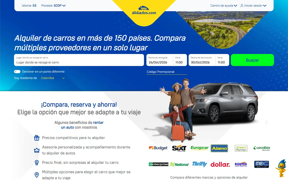 Captura del sitio web de Alkilautos.com en escritorio