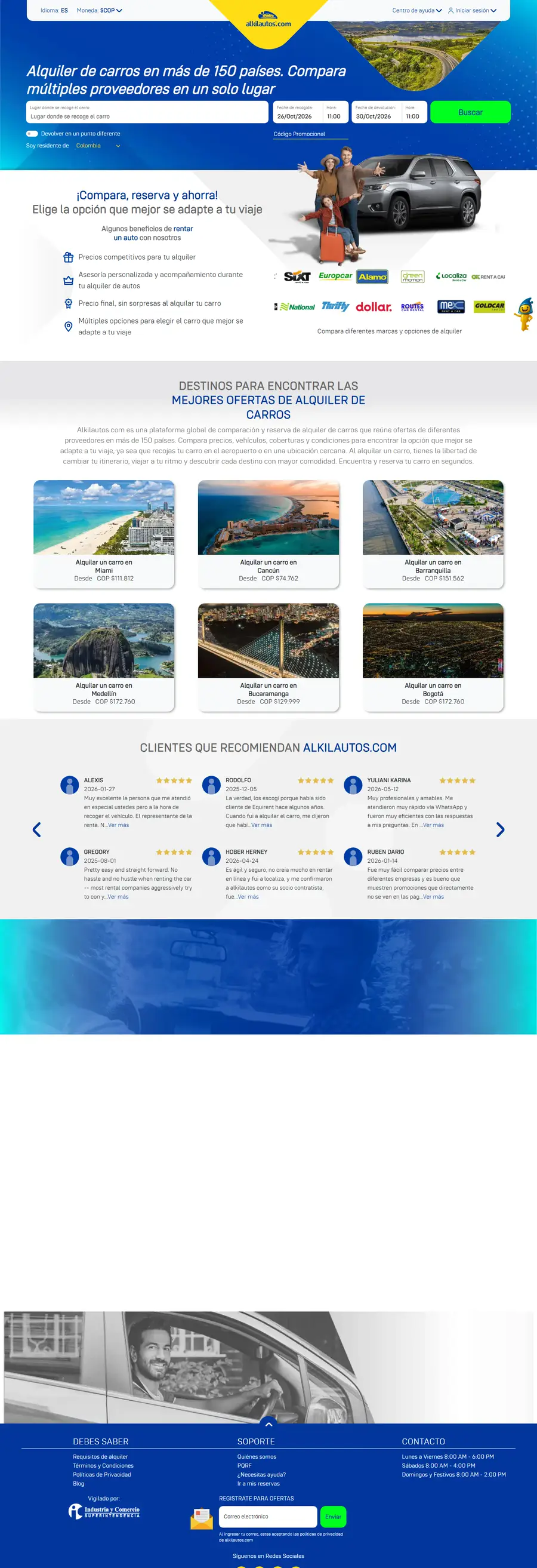 Página completa del sitio web de Alkilautos.com