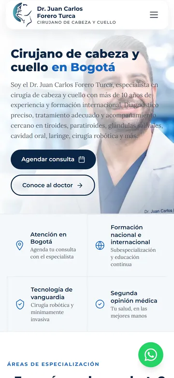Captura del sitio web de Dr. Juan Carlos Forero Turca en móvil